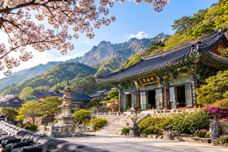 Beomeosa Temple nestled in the mountains near Busan