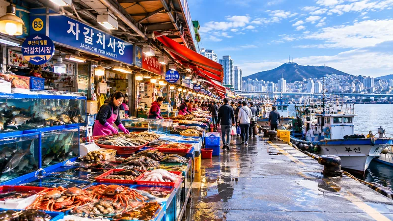 Stalls of fresh seafood at Jagalchi Fish Market